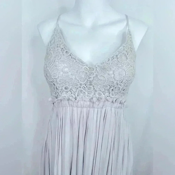 Wishlist Romantic Crotchet Lace Cotton Maxi Dress Light Grey Backless Size S - Picture 2 of 12